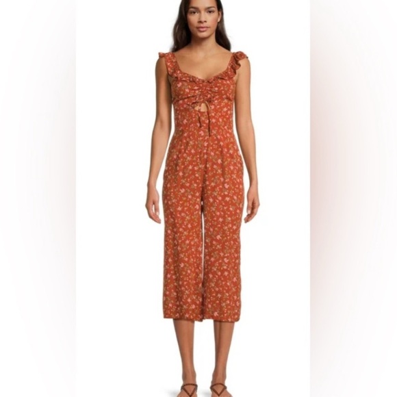 Derek Heart Orange Jumpsuit with Sweetheart Neckline - Picture 1 of 5